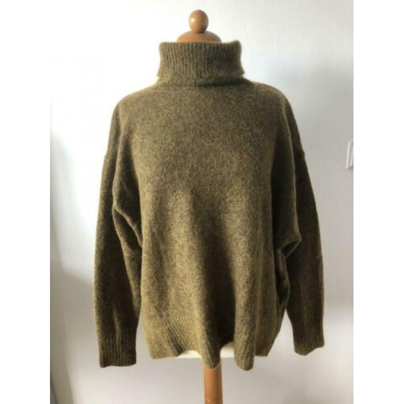 Mosterdgele wollen/mohair blend coltrui van h&m maat S.