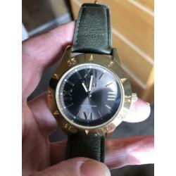 Ikki dames horloge army green leren band