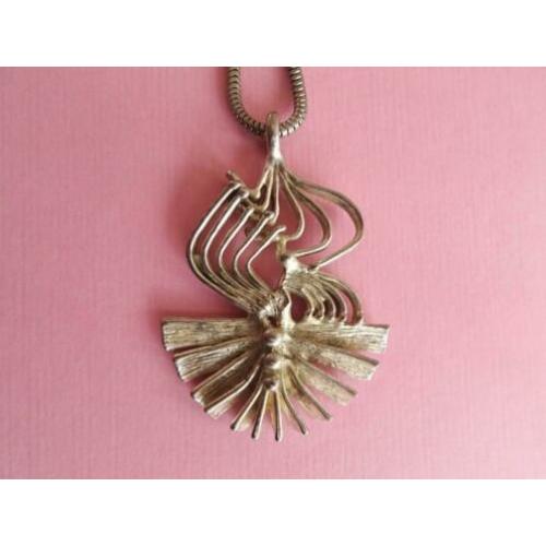 jwg Vintage 60s Modernist design ketting hanger zilver klr