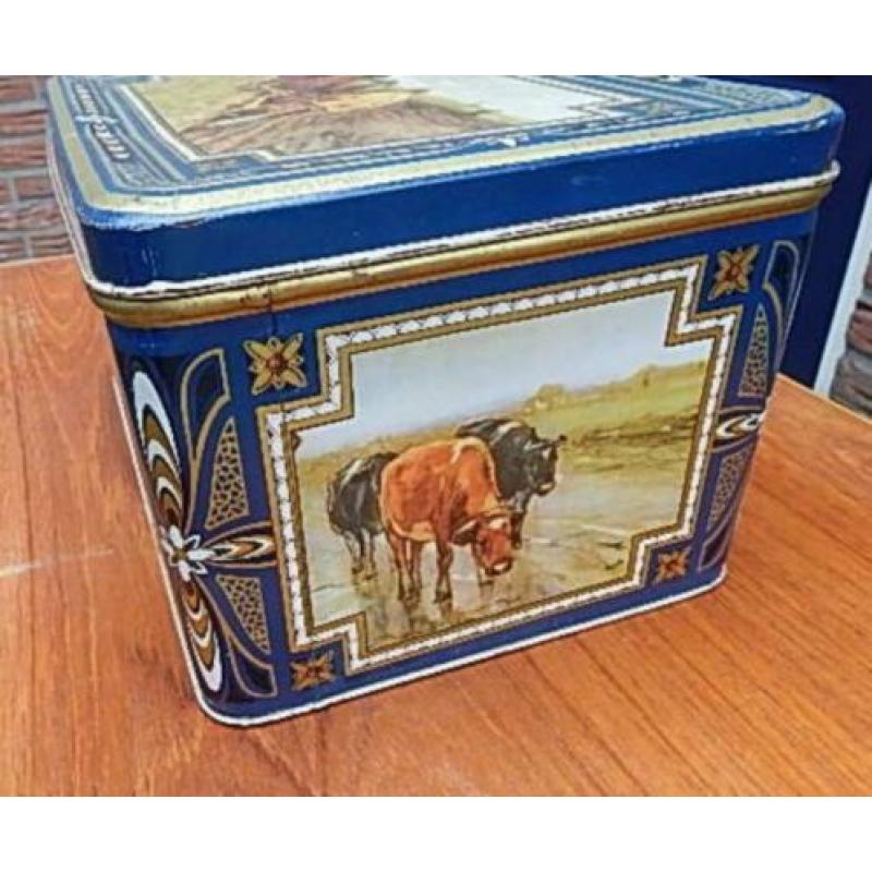 Oud Brocante Boeren Blik - reclame antiek koe paard