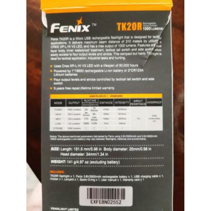 Fenix TK20R 1000 lumens / Black diamond storm 375 lumens