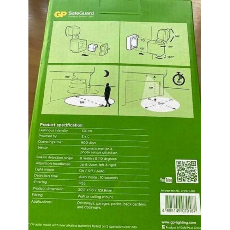 GP Safe Guard Cordless Sensor Light RF3.1 NIEUWWWW