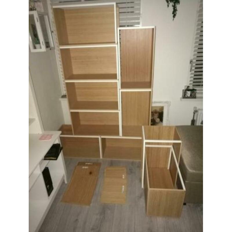 IKEA PS 2014 kast bamboe modules wit 10 stuks + 6 deksels