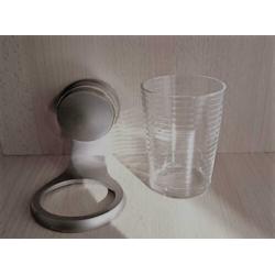Keuco glashouder mat-chroom met gouden sierring en glazen d