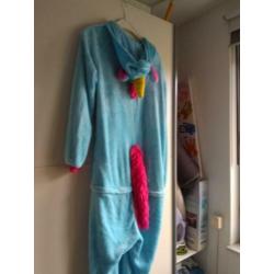 Onesie unicorn blauw 9-11 jaar