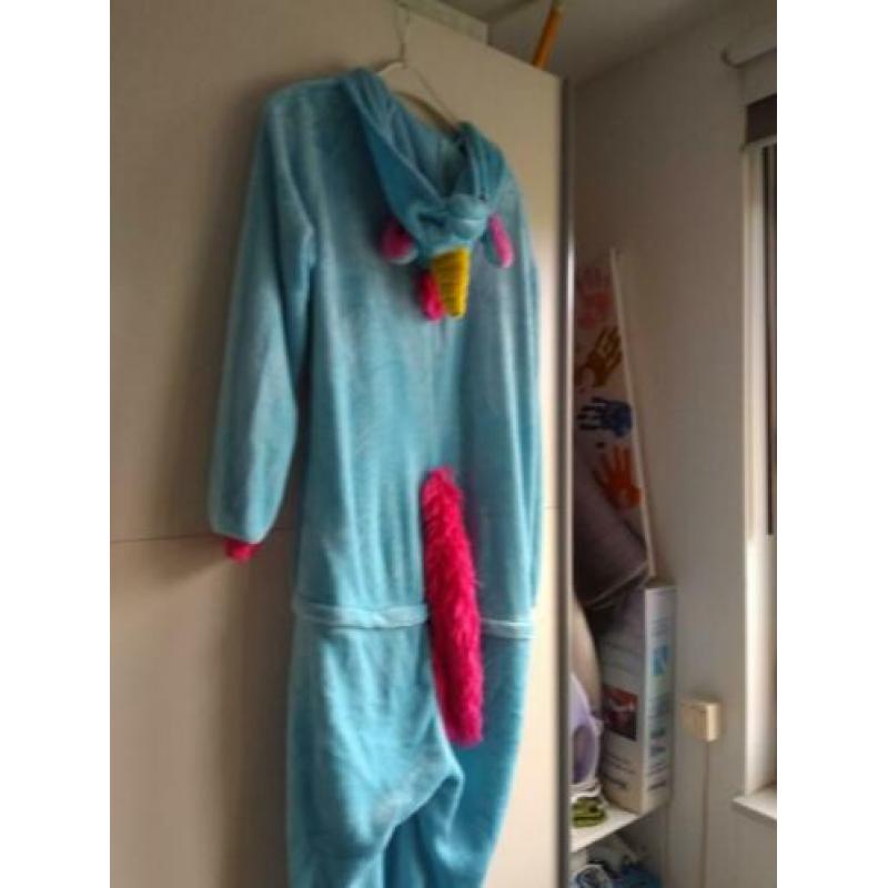 Onesie unicorn blauw 9-11 jaar