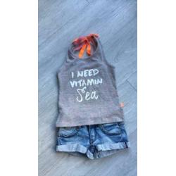 Stoer setje broek blue rebel 110, hemdje miss juliette 116