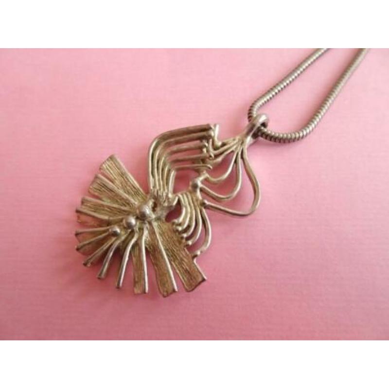 jwg Vintage 60s Modernist design ketting hanger zilver klr