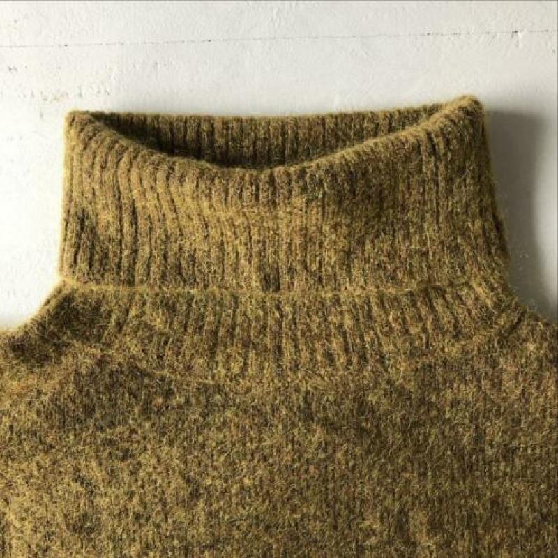 Mosterdgele wollen/mohair blend coltrui van h&m maat S.