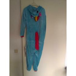 Onesie unicorn blauw 9-11 jaar