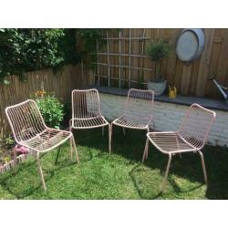 Tuinstoelen Lucca roze staal 4x