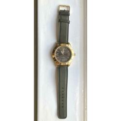 Ikki dames horloge army green leren band