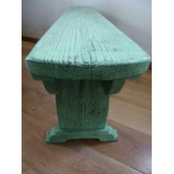 Houten boerenbankje, halbankje, bankje, bank, gesleten groen