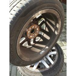 4 velgen + banden 5x100 (komen van een VW Polo)