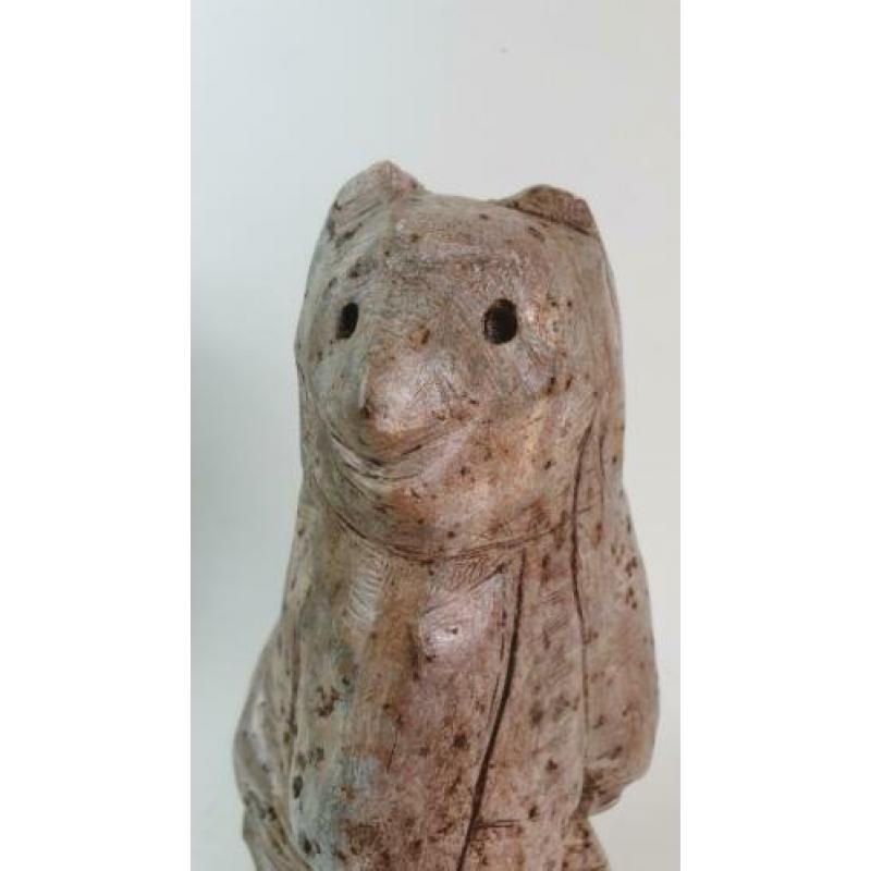 Stenen beeld, Beer, Grizzlybeer, beeldhouwerk 27 cm. 2A14