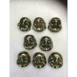 8 x Pyrite boeddha hoofdjes of 24 x happy boeddha hoofdjes