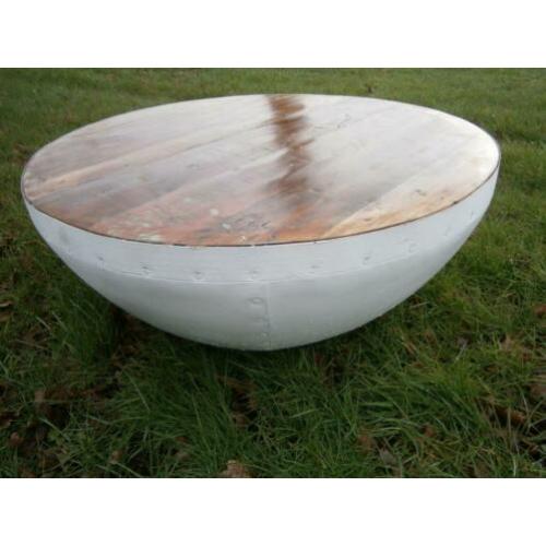 Nieuw Ronde salontafel metaal hout 75cm breed speciale actie