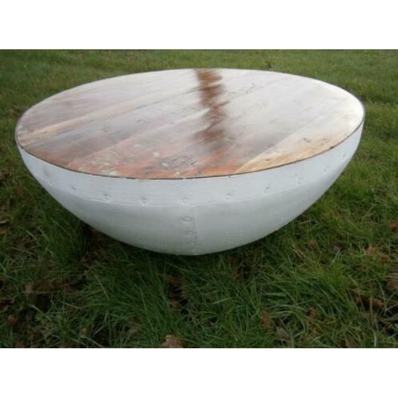 Nieuw Ronde salontafel metaal hout 75cm breed speciale actie