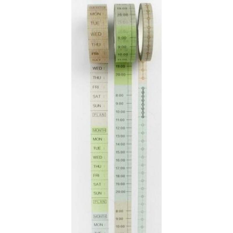 UREN en DAGEN MASKING TAPE. Super handig voor in je AGENDA