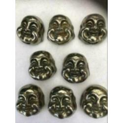 8 x Pyrite boeddha hoofdjes of 24 x happy boeddha hoofdjes