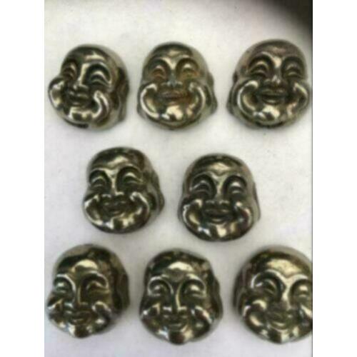 8 x Pyrite boeddha hoofdjes of 24 x happy boeddha hoofdjes