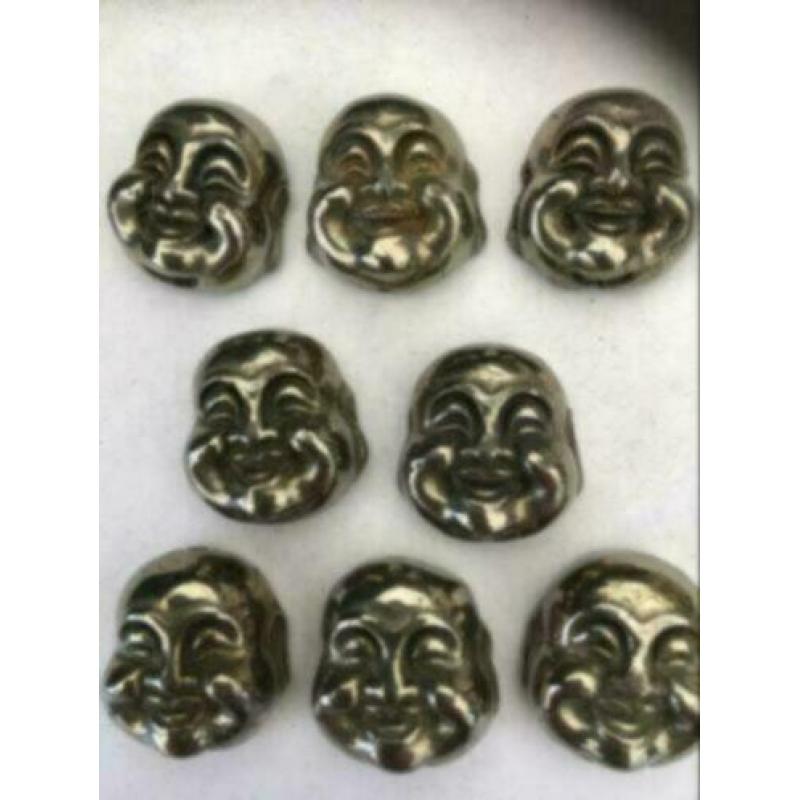 8 x Pyrite boeddha hoofdjes of 24 x happy boeddha hoofdjes