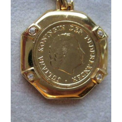 Mooie 18 karaats vergulde ketting,met gebruikte Juliana cent