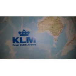 KLM Poster van de wereld in aluminium lijst