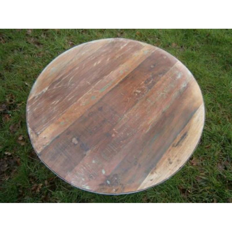 Nieuw Ronde salontafel metaal hout 75cm breed speciale actie