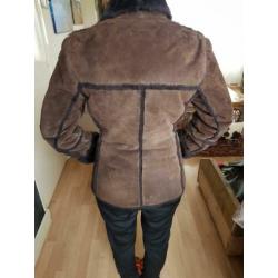 Bruin leren jas, maat 38