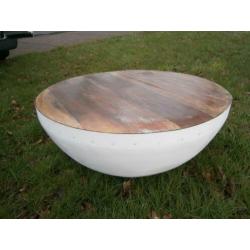 Nieuw Ronde salontafel metaal hout 75cm breed speciale actie