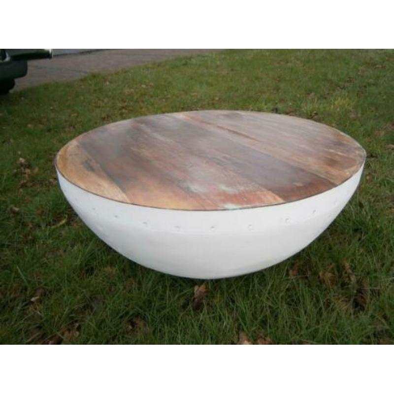 Nieuw Ronde salontafel metaal hout 75cm breed speciale actie