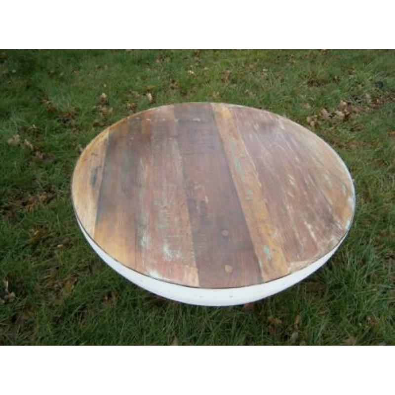 Nieuw Ronde salontafel metaal hout 75cm breed speciale actie