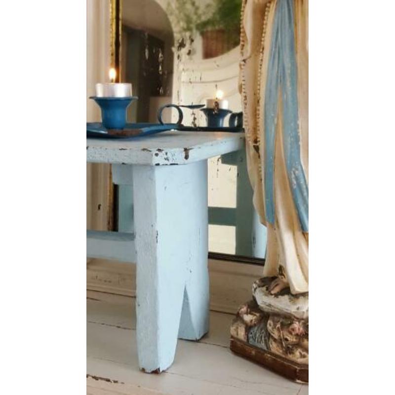 Vensterbankbankje opstapje brocante blauw emaille