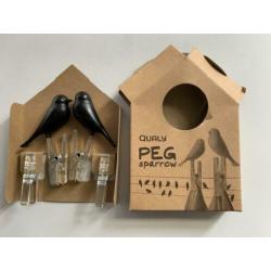 Moods Vogel wasknijper klem zwart peg sparrow