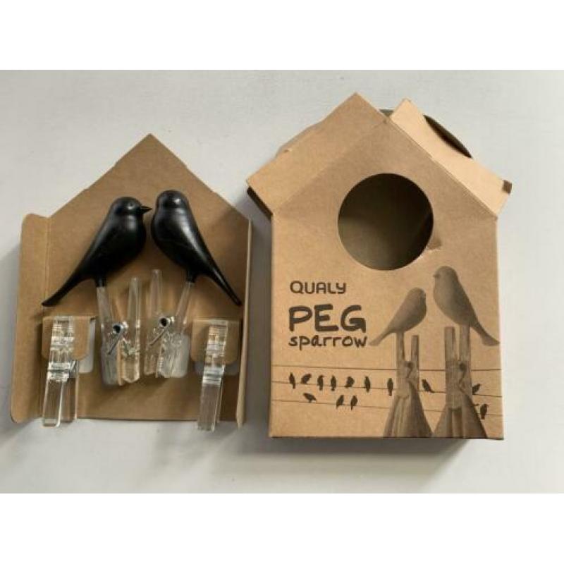 Moods Vogel wasknijper klem zwart peg sparrow