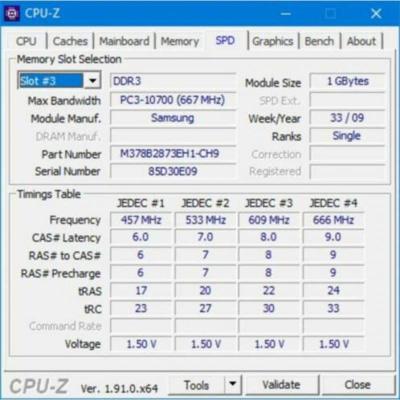DDR3 geheugen; 4 stuks van 1 GB voor € 4,- per stuk