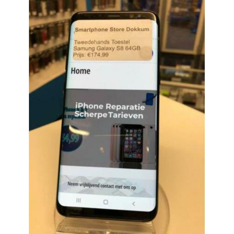Gebruikte Galaxy S8 64GB Met 3 maanden garantie