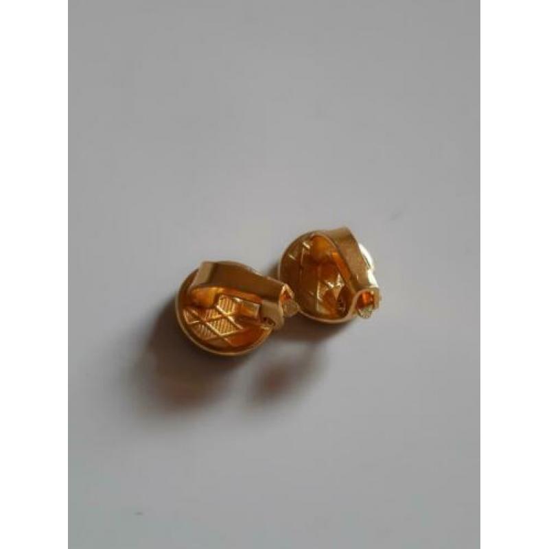 Vintage kleine clips oorbellen Damascene vogels