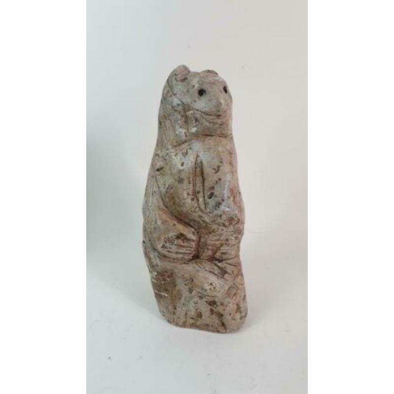 Stenen beeld, Beer, Grizzlybeer, beeldhouwerk 27 cm. 2A14