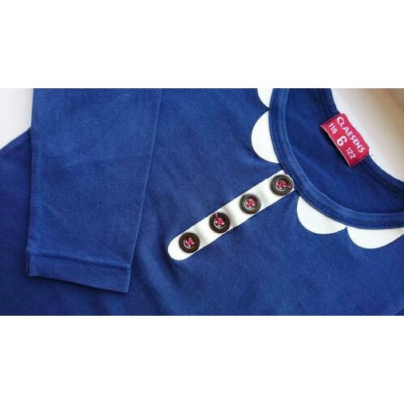 Schitterend, blauw shirt van Claesen's, maat 116 - 122