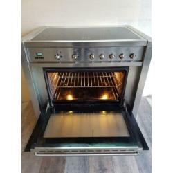 Keramische Smeg Fornuis met grote oven 90 cm breed