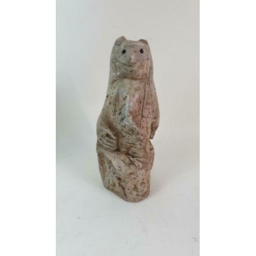 Stenen beeld, Beer, Grizzlybeer, beeldhouwerk 27 cm. 2A14