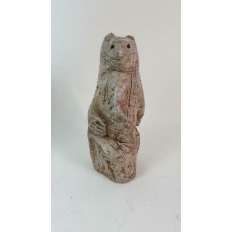 Stenen beeld, Beer, Grizzlybeer, beeldhouwerk 27 cm. 2A14