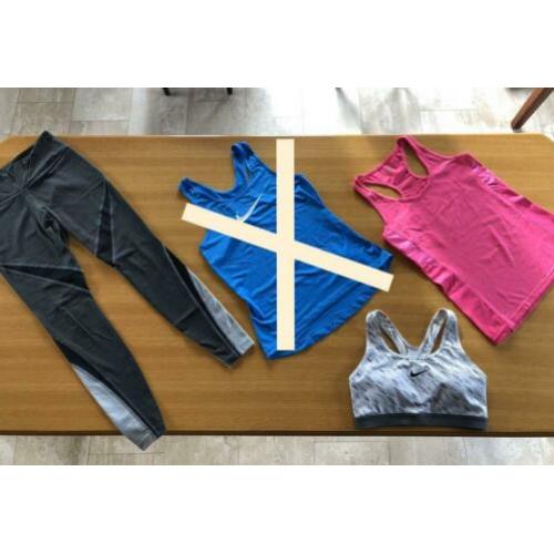 Nike dames sportkleding fitness (legging, bh, shirt)