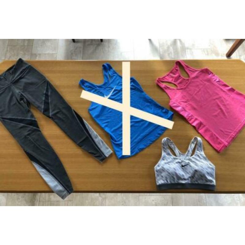 Nike dames sportkleding fitness (legging, bh, shirt)