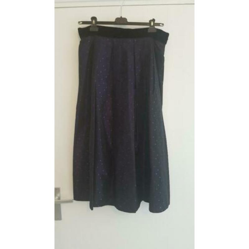 Vintage rok van niendorf in diep paars met stippen maat 42 m