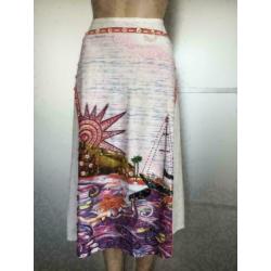 D422 Mescalino maat 36=S rok rokje wit/blauw/roze