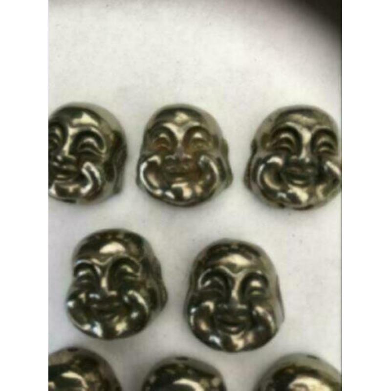 8 x Pyrite boeddha hoofdjes of 24 x happy boeddha hoofdjes