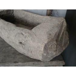 Sober stoer houten trogje trog bak vijzel 39x17x15cm*Etage3*